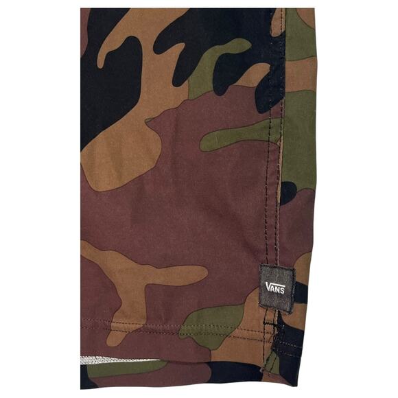 Vans Board Shorts Mens 32 Green Camouflage Black Swim Trunks Pocket Beach Cruise - Picture 6 of 15